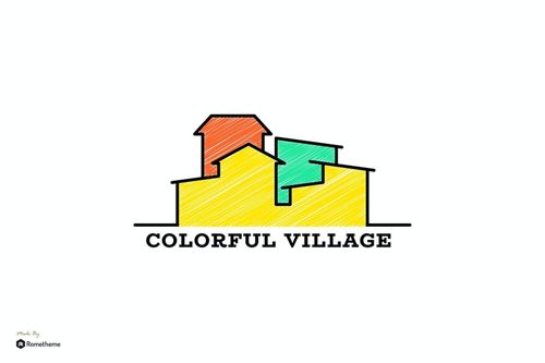 簡約彩色線條村莊建筑 LOGO標識平面設計
